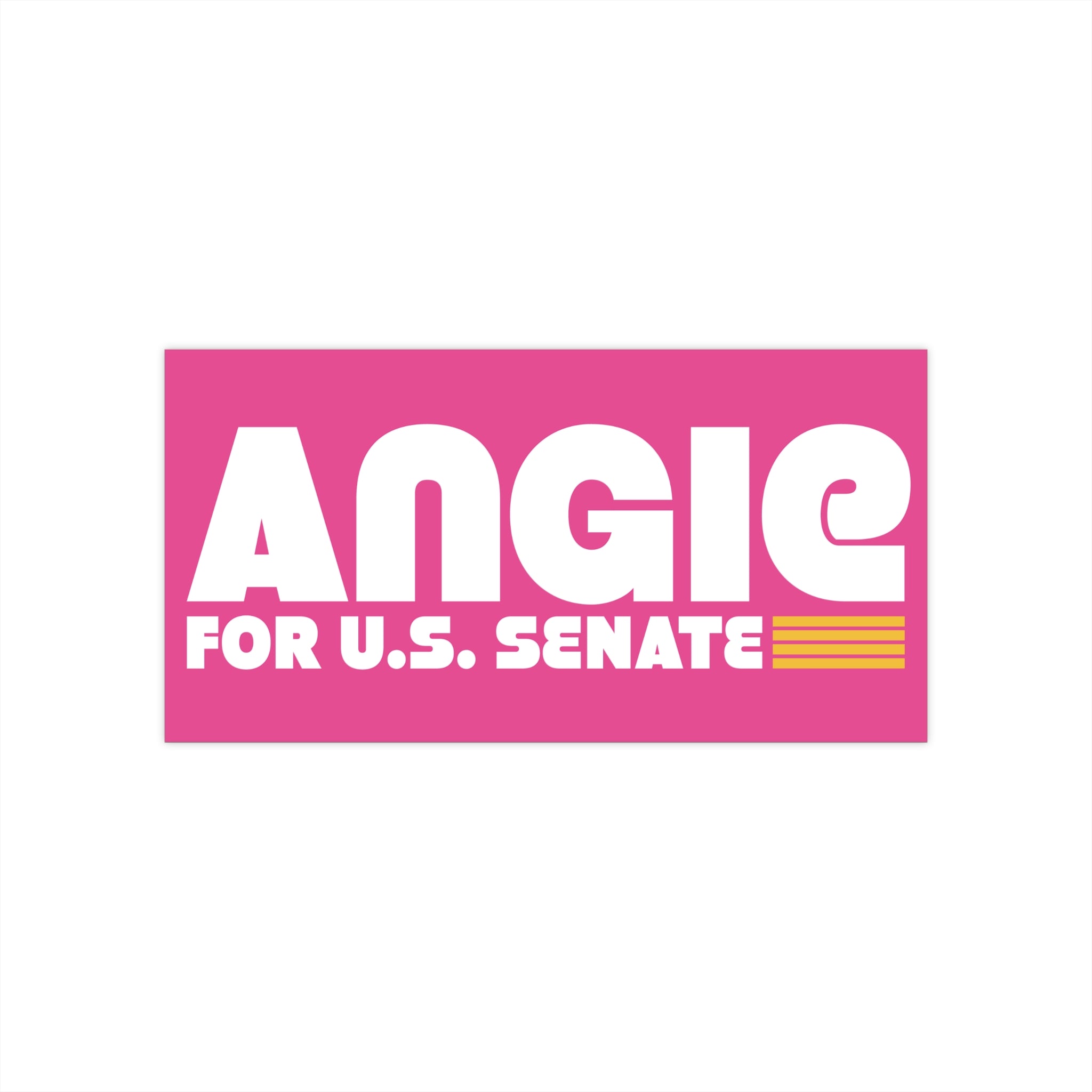 Angie for U.S. Senate (7.5" x 3.75" Pink Bumper Sticker)