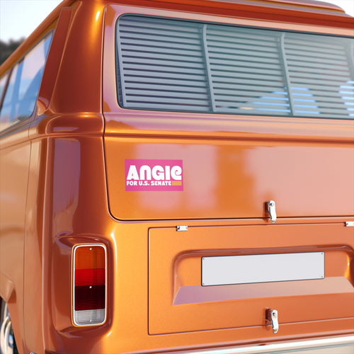Angie for U.S. Senate (7.5" x 3.75" Pink Bumper Sticker)